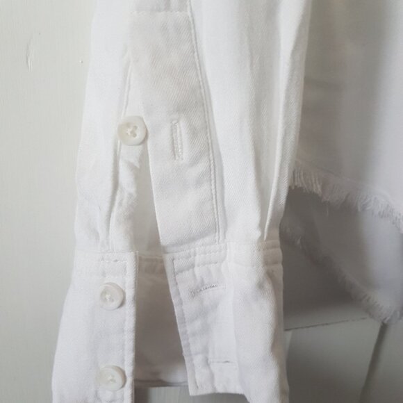 Cloth & Stone Boho Frayed Button Front Blouse Top White Sz M - Picture 6 of 14